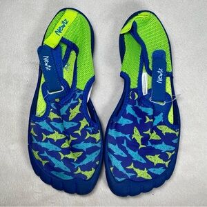 Newtz Water Shoes Blue & Lime Green Youth Size 2/3 Kids Swim Sharks